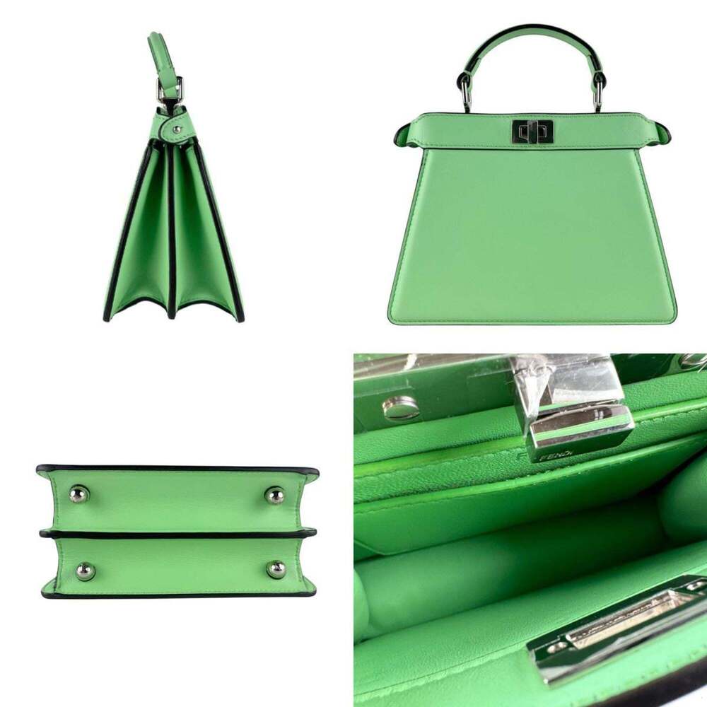 Fendi ISeeU Peekaboo Leather Shoulder Bag in Green and Silver, Women's, 8BN33... - Picture 2 of 5
